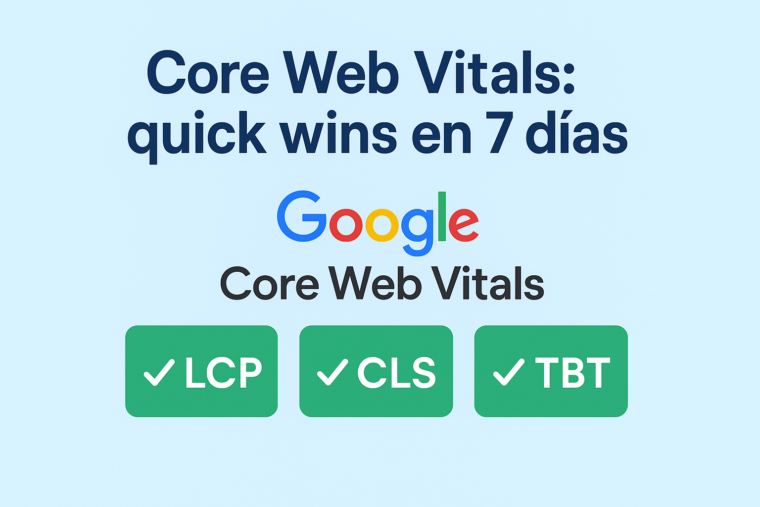 Core Web Vitals quick wins para subir LCP, CLS y TBT en 7 días